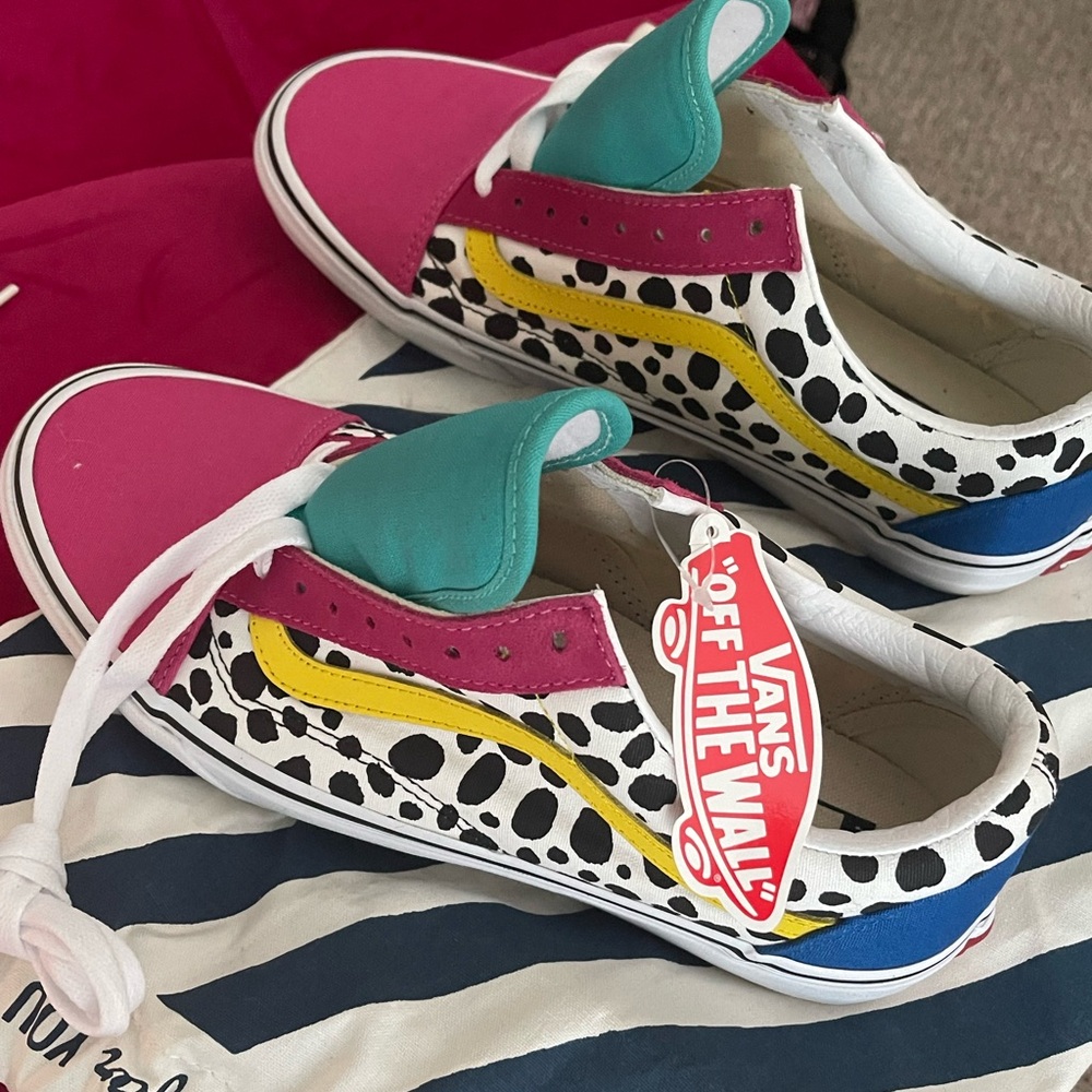 Vans Pink and Teal Sneakers with Animal Print